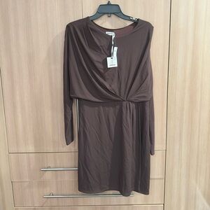 Chic Long Sleeve Brown Dress